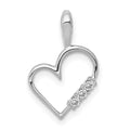 14k White Gold 1/20 carat AA Diamond Heart Pendant, 0.051 ct, 16 x 10.5 mm