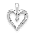 14k White Gold .01 carat AA Diamond Heart Pendant, 0.01 ct, 15 x 11 mm