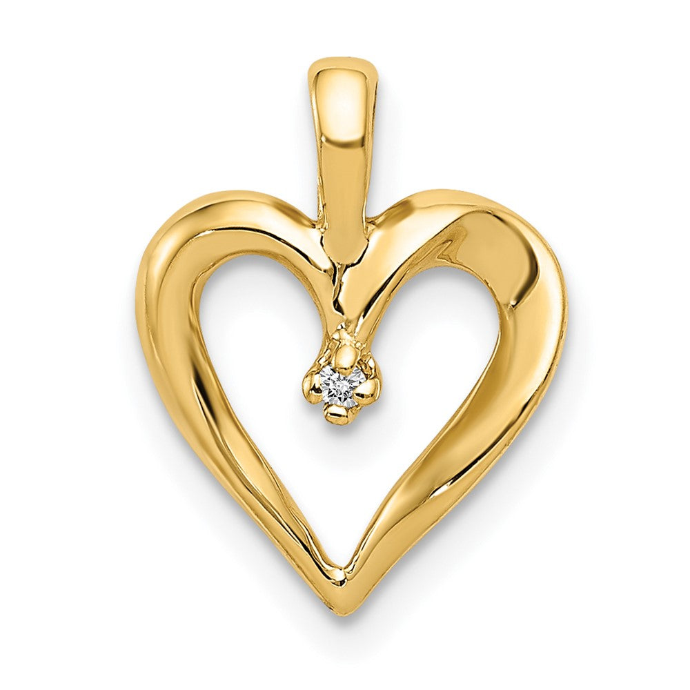 14k .01 carat AA Diamond Heart Pendant, 0.01 ct, 15 x 11 mm