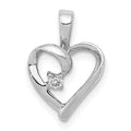 14k White Gold .02 carat AA Diamond Heart Pendant, 0.02 ct, 15 x 10 mm