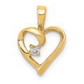 14k .02 carat AA Diamond Heart Pendant, 0.02 ct, 15 x 10 mm