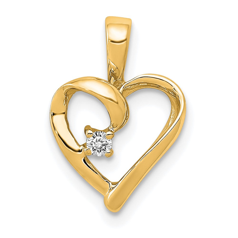 14k .02 carat AA Diamond Heart Pendant, 0.02 ct, 15 x 10 mm