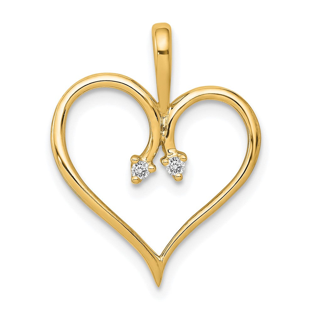 14k .02 carat AA Diamond Heart Pendant, 0.024 ct, 21.5 x 16 mm