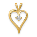 14k 1/10 carat AA Diamond Heart Pendant, 0.103 ct, 16 x 14 mm