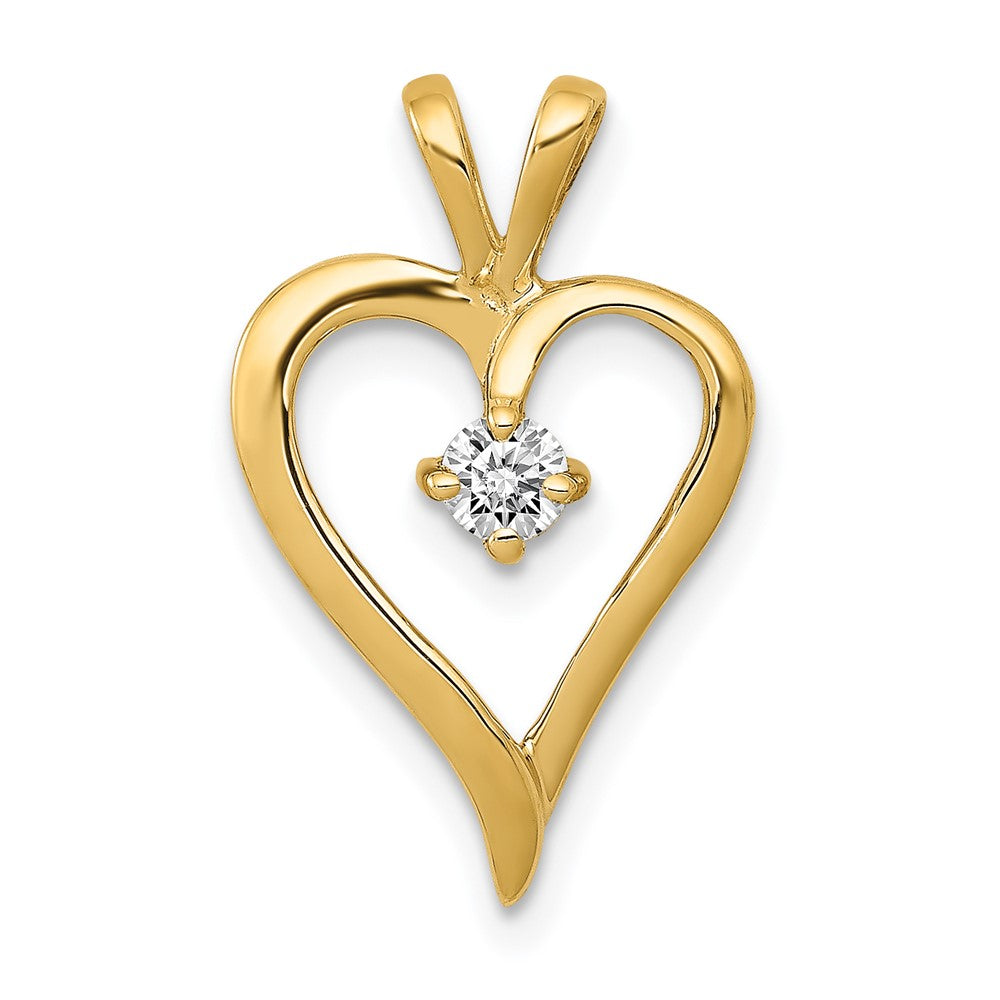 14k 1/10 carat AA Diamond Heart Pendant, 0.103 ct, 16 x 14 mm