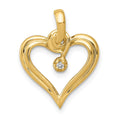 14k .01 carat AA Diamond Heart Pendant, 0.012 ct, 20 x 15 mm