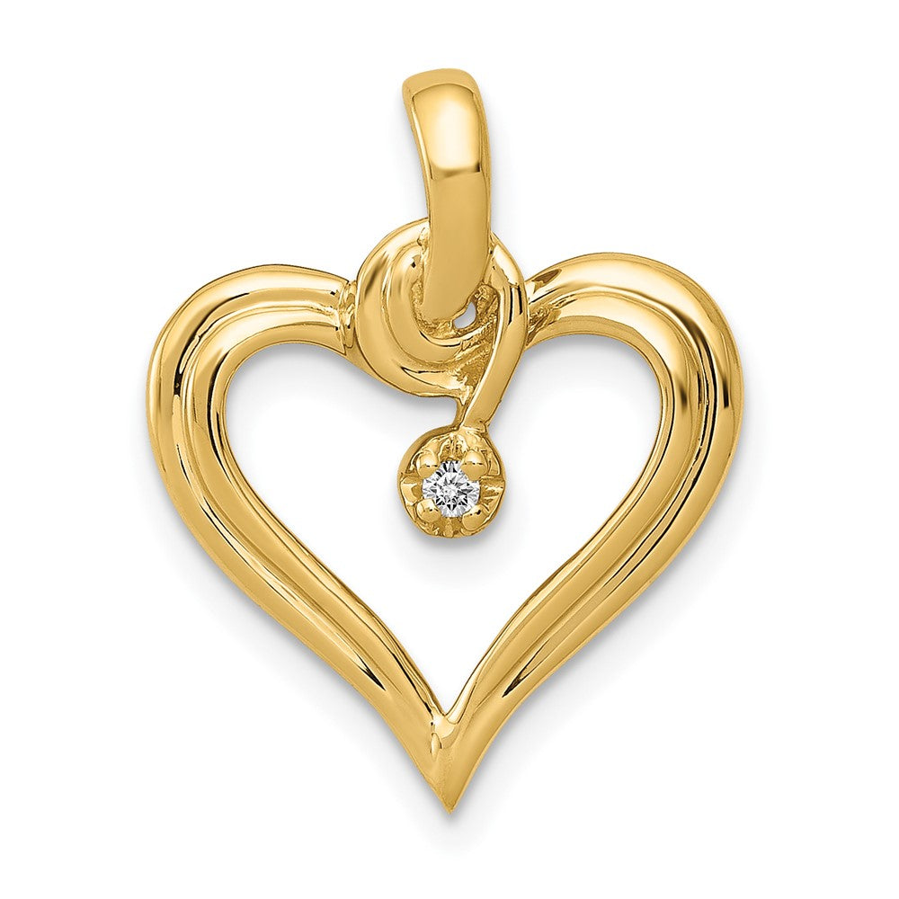 14k .01 carat AA Diamond Heart Pendant, 0.012 ct, 20 x 15 mm
