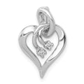 14k White Gold 1/20 carat AA Diamond Fancy Heart Pendant, 0.034 ct, 18 x 12 mm