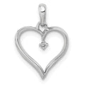 14K White Gold 1/20 carat Diamond Heart Pendant, 0.035 ct, 24 x 17 mm