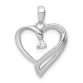 14k White Gold 1/15 carat Diamond Heart Pendant, 0.05 ct, 21 x 15 mm