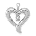 14k White Gold 1/10 carat AA Diamond Heart Pendant, 0.093 ct, 24 x 17 mm