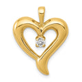 14k 1/10 carat AA Diamond Heart Pendant, 0.093 ct, 24 x 17 mm