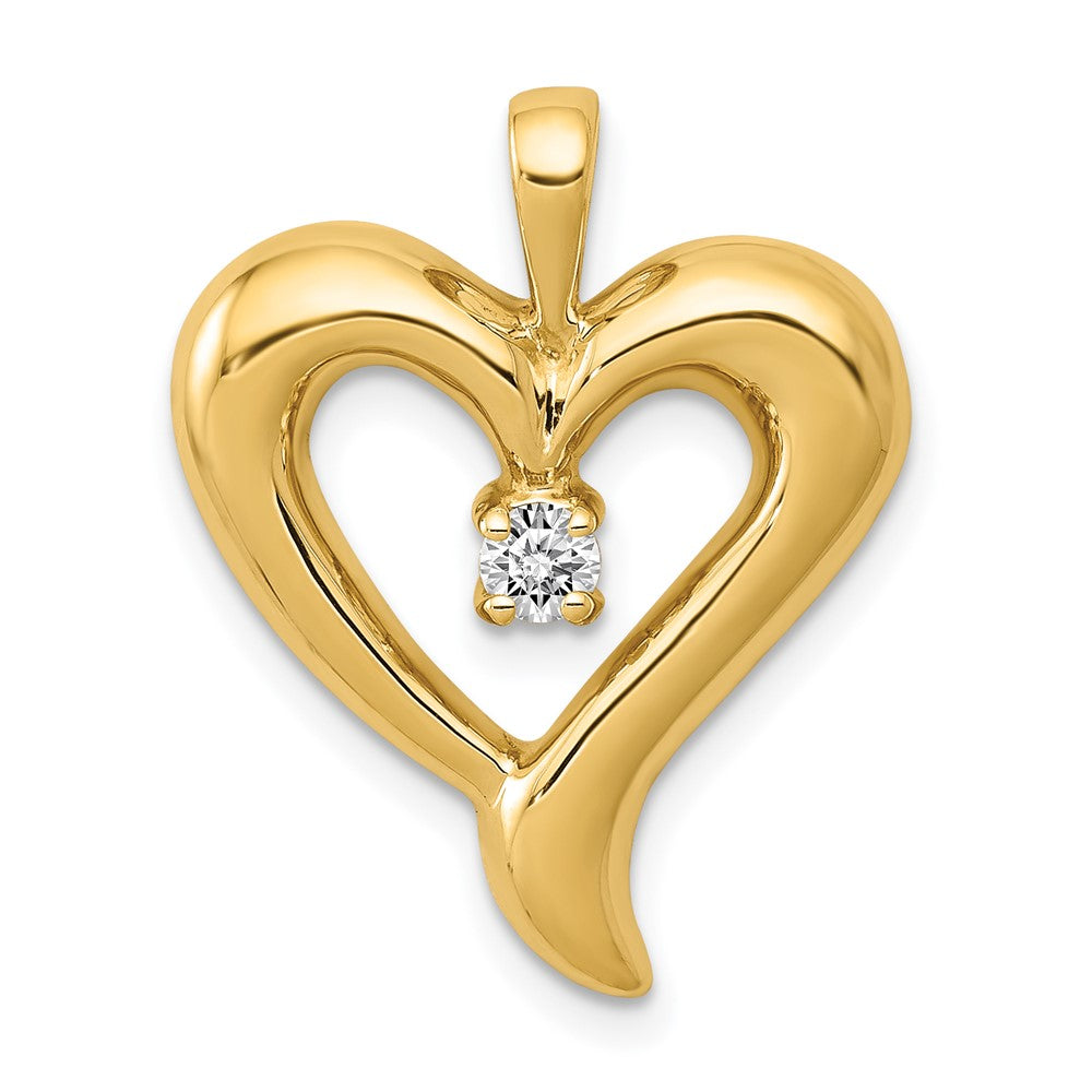 14k 1/10 carat AA Diamond Heart Pendant, 0.093 ct, 24 x 17 mm