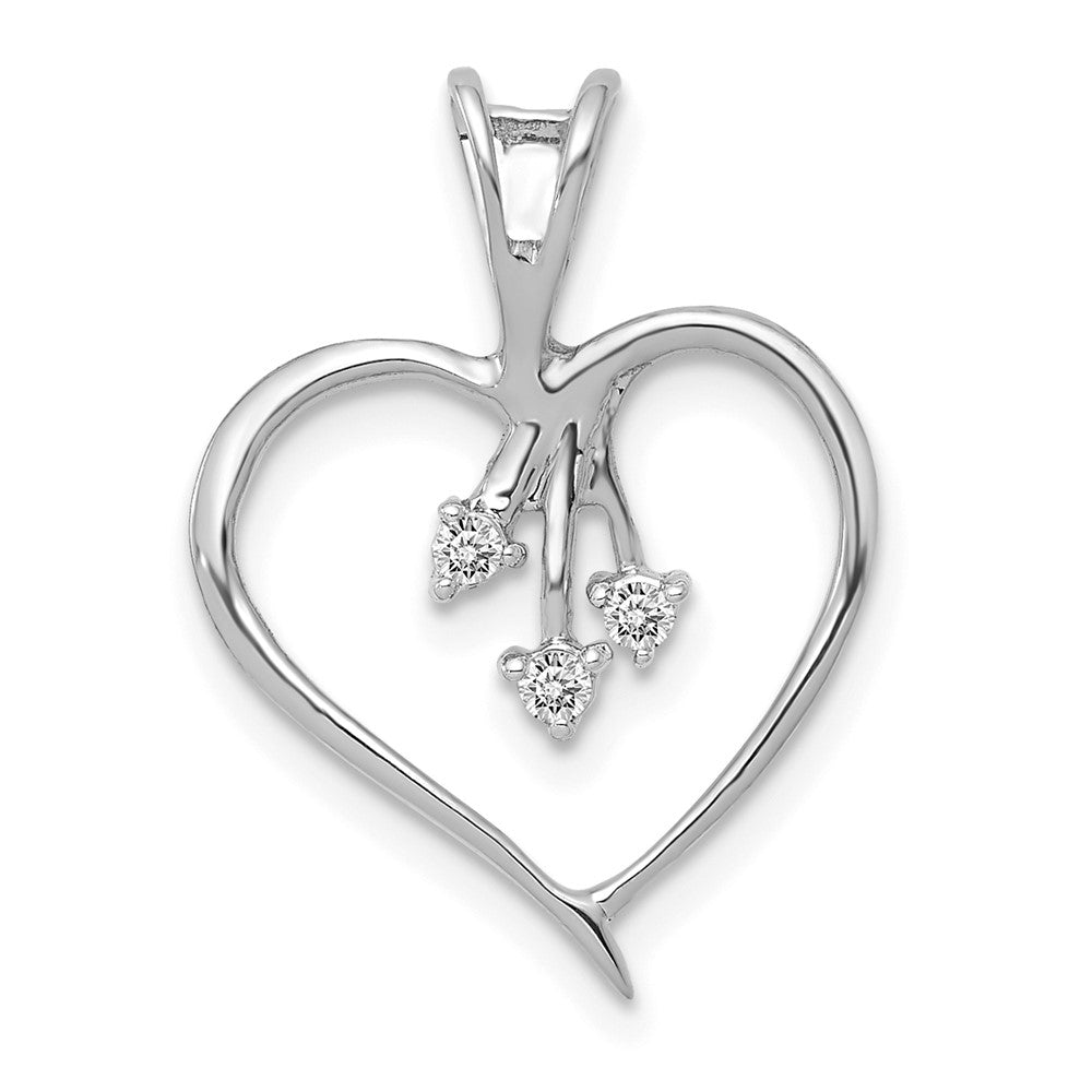 14k White Gold 1/20 carat Diamond Heart Pendant, 0.05 ct, 21 x 15 mm