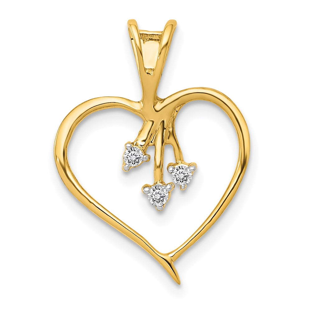 14k 1/20 carat Diamond Heart Pendant, 0.05 ct, 21 x 15 mm