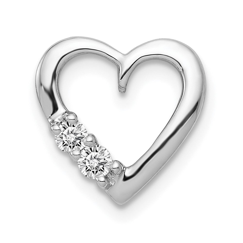14k White Gold 1/10 carat Diamond Heart Chain Slide, 0.09 ct, 12 x 11 mm