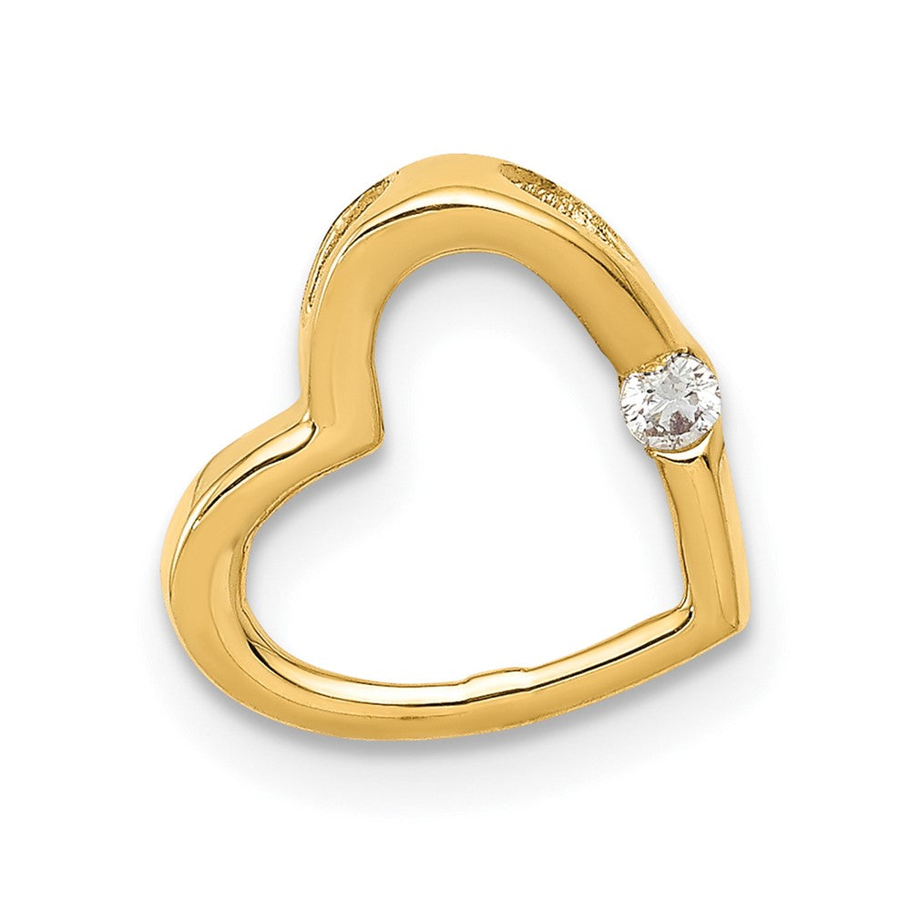 14k A Diamond Heart Chain Slide, 0.02 ct, 10 x 10 mm