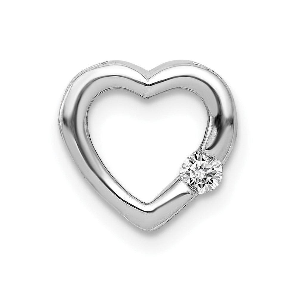 14k White Gold 1/20 carat Diamond Heart Chain Slide, 0.05 ct, 9 x 9 mm