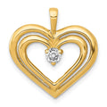 14k 1/8 carat AA Diamond Double Heart Pendant, 0.128 ct, 16 x 19 mm