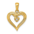 14k .02 carat AA Diamond Heart Pendant, 0.017 ct, 12.5 x 7 mm
