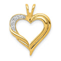 14k 1/20 carat Diamond Fancy Heart Pendant, 0.06 ct, 22.5 x 17 mm