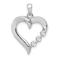 14k White Gold Three Stone 1/4 carat Diamond Heart Pendant, 0.25 ct, 24.75 x 17.5 mm