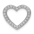14k White Gold 1/6 carat Diamond Heart Chain Slide, 0.156 ct, 14 x 15 mm