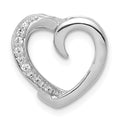 14k White Gold 1/20 carat Diamond Heart Chain Slide, 0.06 ct, 13 x 13 mm
