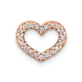 14k Rose Gold 1/15 carat Diamond Heart Chain Slide, 0.08 ct, 8 x 10 mm