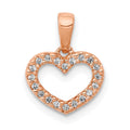 14k Rose Gold .03 carat Diamond Heart Pendant, 0.08 ct, 12.5 x 9 mm