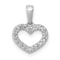 14k White Gold .03 carat Diamond Heart Pendant, 0.08 ct, 12.5 x 9 mm
