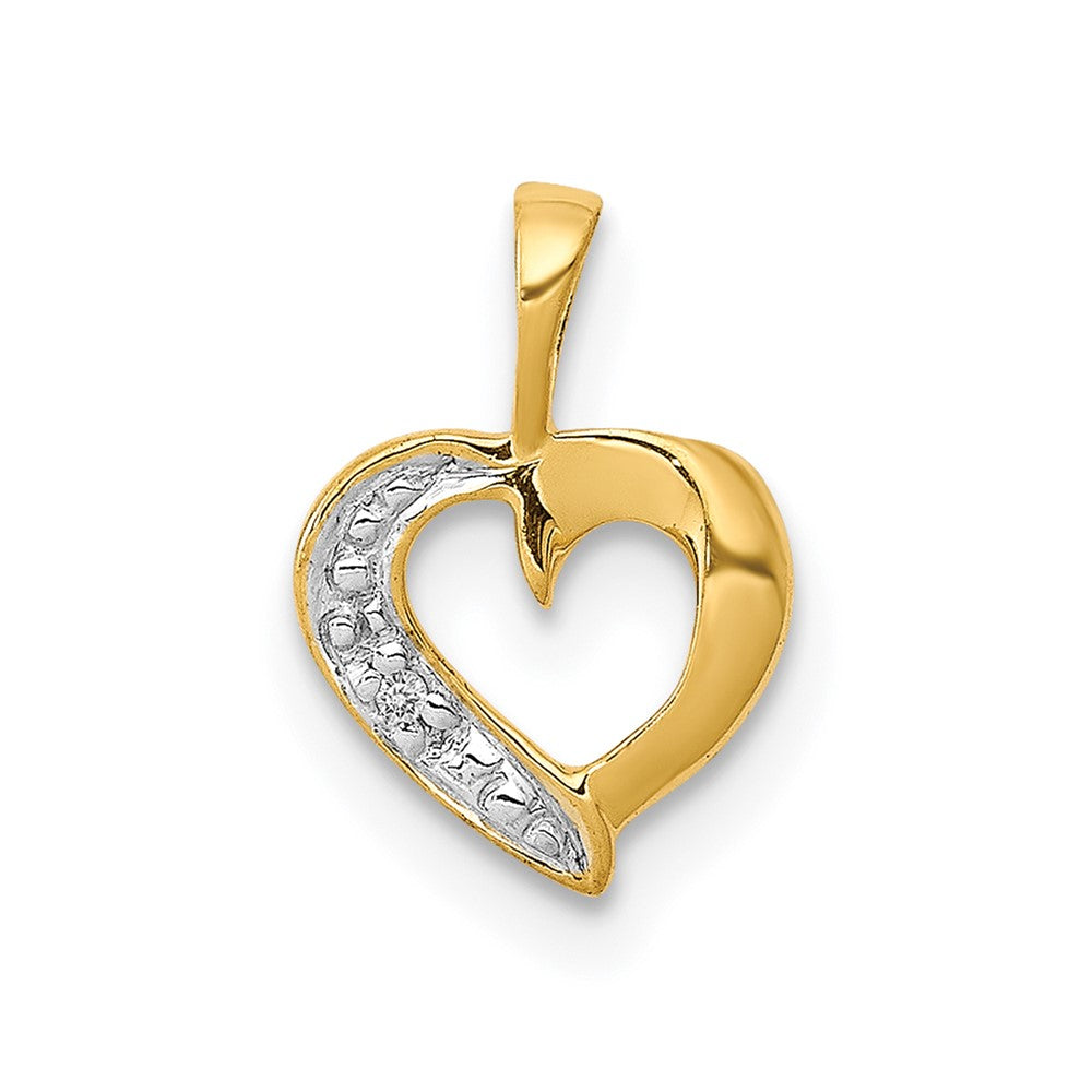 14k .01 carat Diamond Heart Pendant, 0.003 ct, 9.5 x 6.5 mm