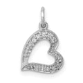 14k White Gold 1/20 carat Diamond Curved Heart Charm, 0.05 ct, 14 x 9 mm
