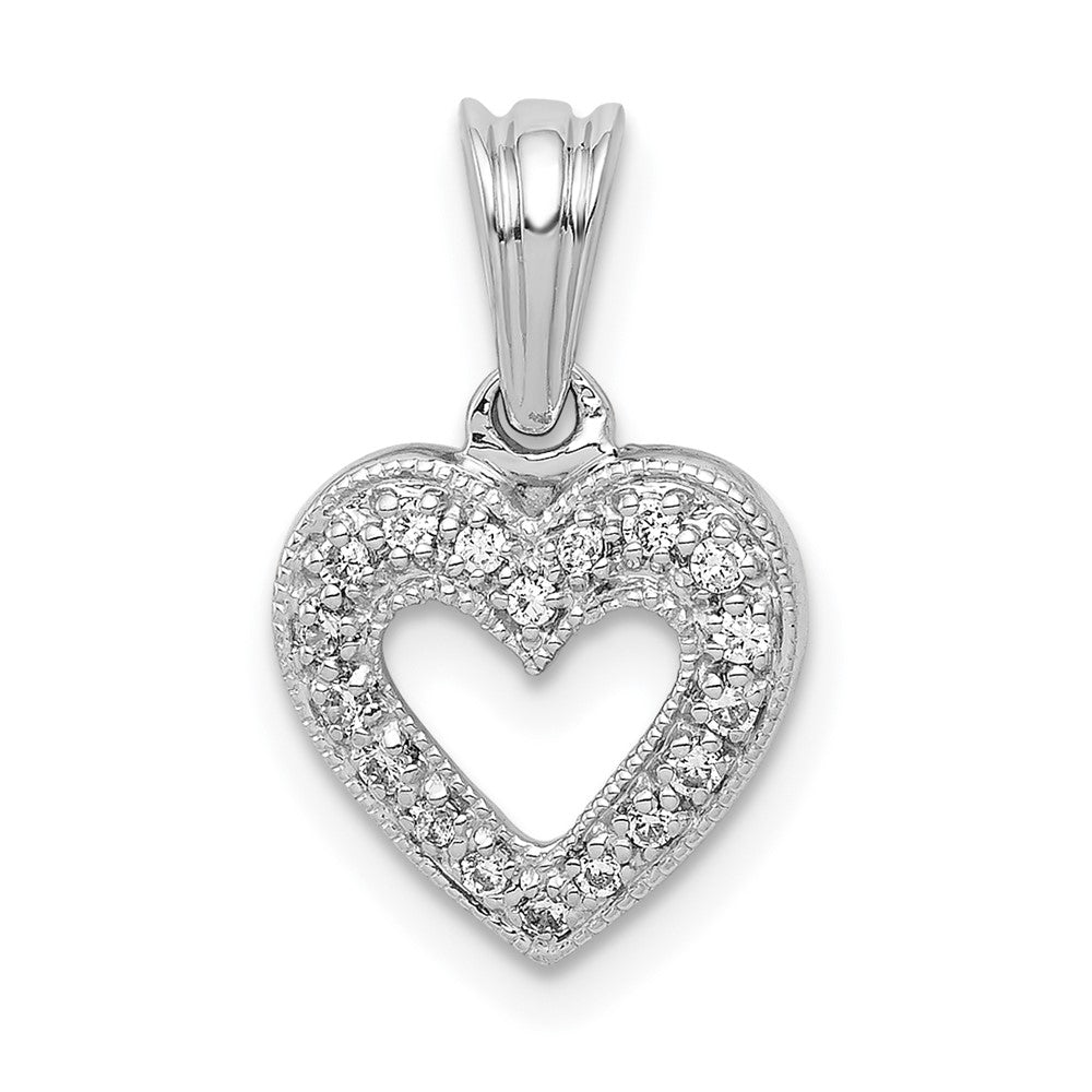 14k White Gold 1/10 carat Diamond Heart Pendant, 0.101 ct, 18 x 11.35 mm