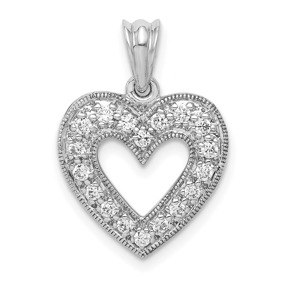 14k White Gold 1/4 carat Diamond Heart Pendant, 0.249 ct, 20.9 x 15 mm