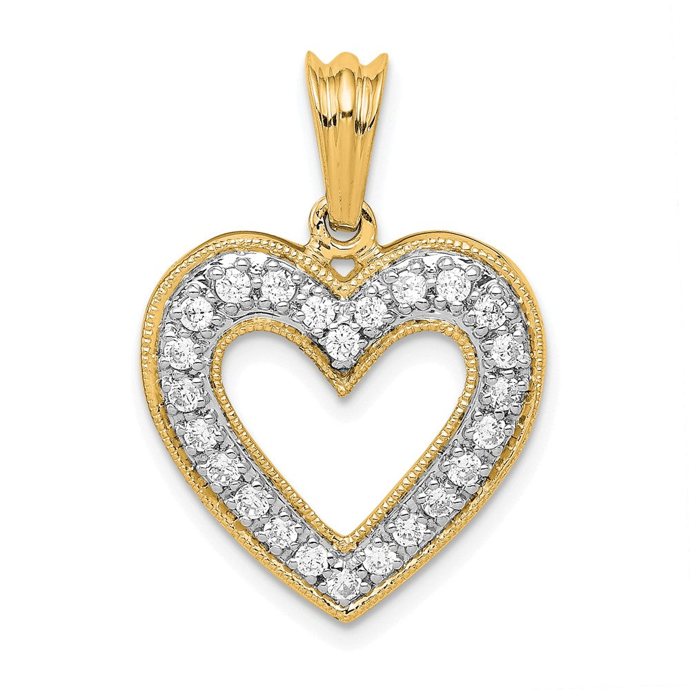 14k 1/3 carat Lab Grown Diamond VS/SI+ G+ Complete Heart Pendant, 0.342 ct, 24.9 x 17.35 mm