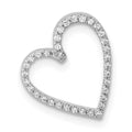 14k White Gold 1/10 carat Diamond Heart Chain Slide, 0.11 ct, 14 x 11 mm