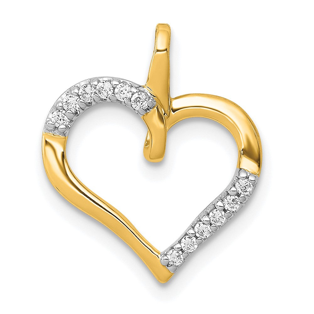 14k 1/15 carat Diamond Heart Pendant, 0.084 ct, 15 x 13.5 mm