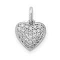 14k White Gold 1/5 carat Pave Diamond Heart Pendant, 0.184 ct, 13 x 9.25 mm