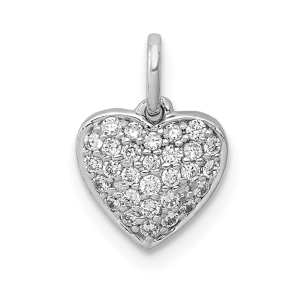 14k White Gold 1/5 carat Pave Diamond Heart Pendant, 0.184 ct, 13 x 9.25 mm