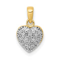 14k and White Rhodium Pave Diamond Heart Pendant, 0.048 ct, 12.5 x 8.5 mm