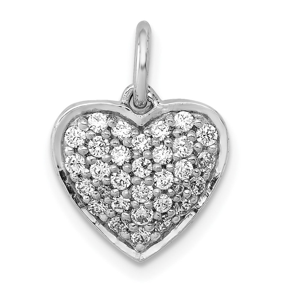 14k White Gold 3/8 carat Pave Diamond Heart Pendant, 0.376 ct, 16.5 x 12.5 mm