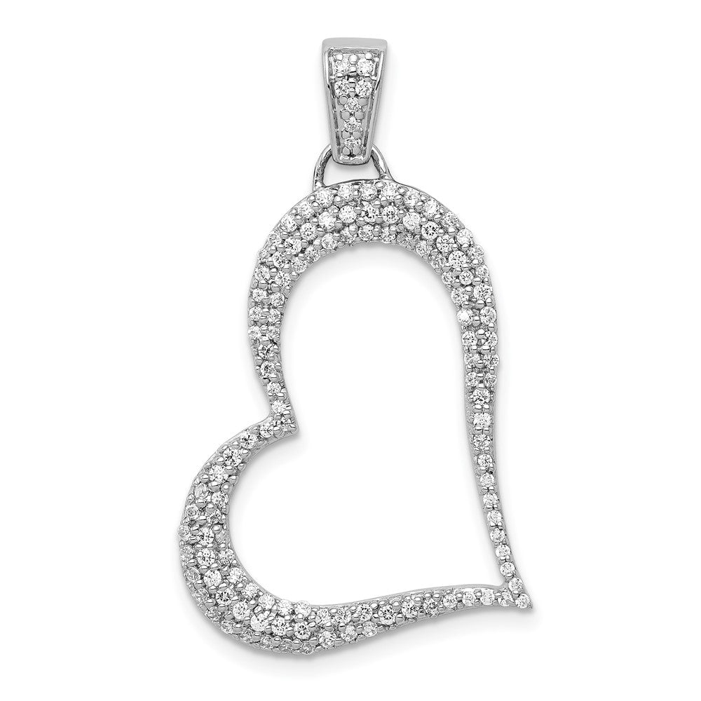 14k White Gold 1/2 carat Diamond Heart Pendant, 0.511 ct, 35.5 x 20 mm