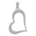 14k White Gold 5/8 carat Diamond Heart Pendant, 0.629 ct, 40 x 22 mm