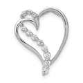 14k White Gold 1/6 carat Diamond Heart Chain Slide, 0.142 ct, 19 x 15 mm