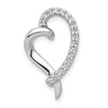 14k White Gold 1/10 carat Diamond Curved Heart Chain Slide, 0.1 ct, 20 x 12 mm