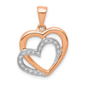 14k Rose Gold and White Rhodium Diamond Entwined Hearts Pendant, 0.054 ct, 21 x 15 mm