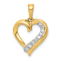 14k 1/10 carat Diamond Heart Pendant, 0.099 ct, 21 x 14 mm