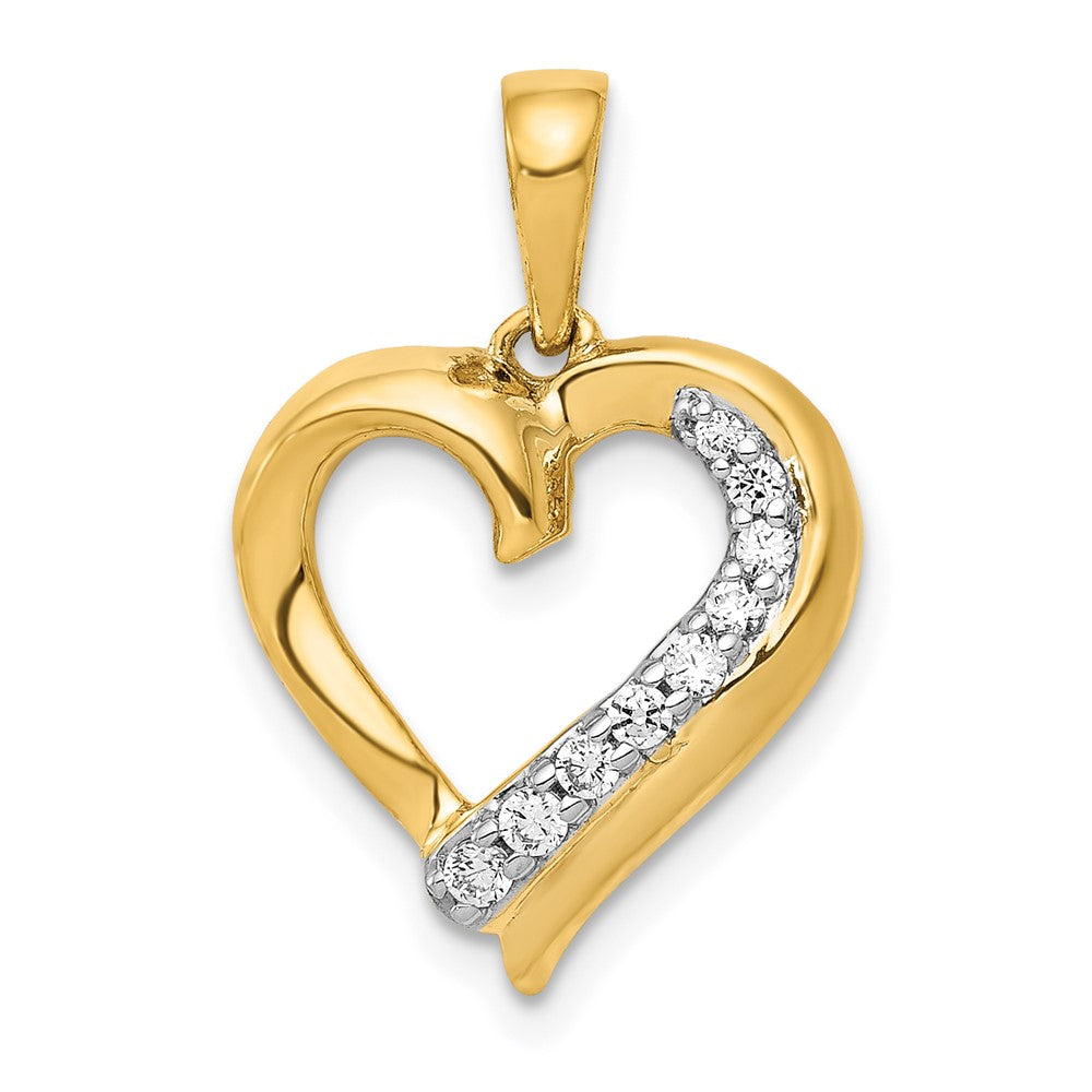 14k 1/10 carat Diamond Heart Pendant, 0.099 ct, 21 x 14 mm