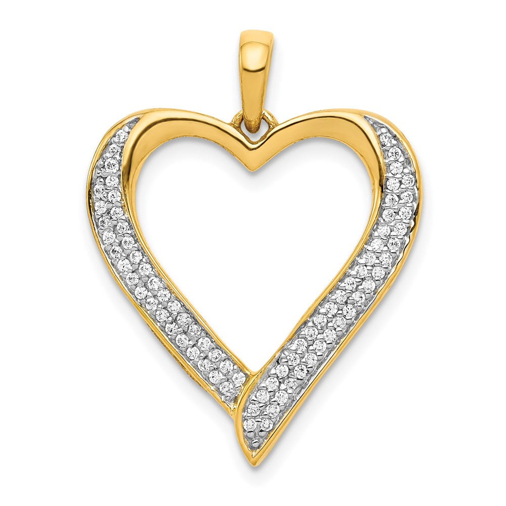 14k 1/4 carat Diamond Heart Pendant, 0.228 ct, 27 x 20 mm